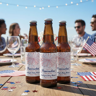 Firecracker onderweg! 4 juli Baby shower Bier Etiket