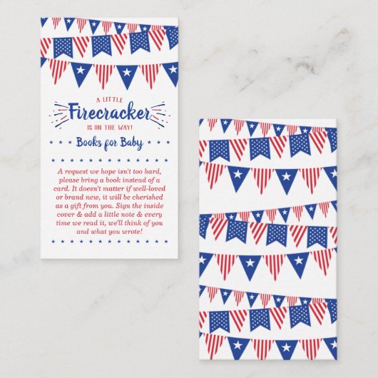 Firecracker onderweg! 4 juli Baby shower Informatiekaartje (Voorkant / Achterkant)
