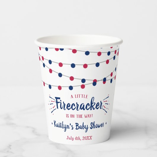 Firecracker onderweg! 4 juli Baby shower Papieren Bekers (Achterkant)