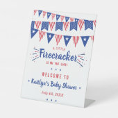 Firecracker onderweg! 4 juli Baby shower Reclamebord Met Voetstuk (Voorkant)