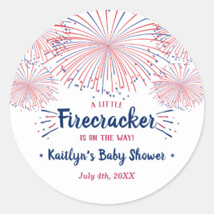 Firecracker onderweg! 4 juli Baby shower Ronde Sticker