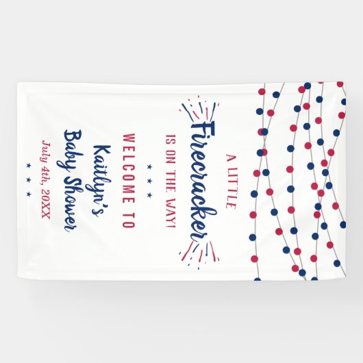Firecracker onderweg! 4 juli Baby shower Spandoek (Horizontaal)