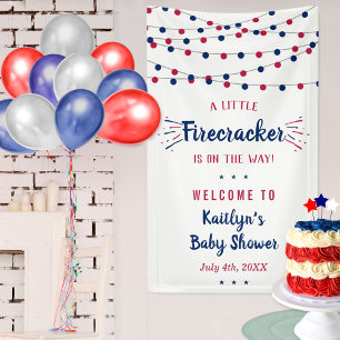 Firecracker onderweg! 4 juli Baby shower Spandoek