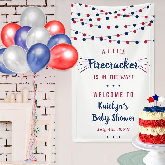 Firecracker onderweg! 4 juli Baby shower Spandoek