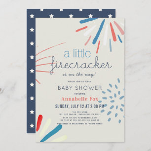 Firecracker op 4 juli Baby shower Fireworks Kaart