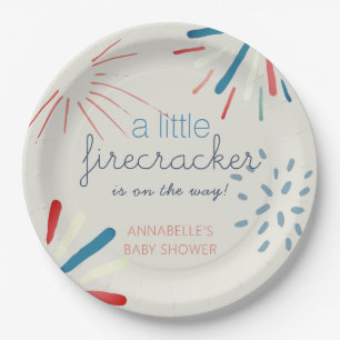 Firecracker op 4 juli Baby shower Fireworks Papieren Bordje