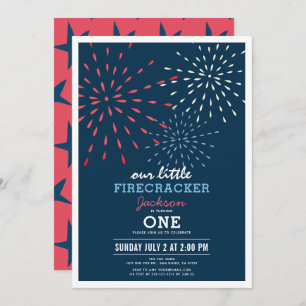 Firecracker op 4 juli Fireworks Birthday Kaart