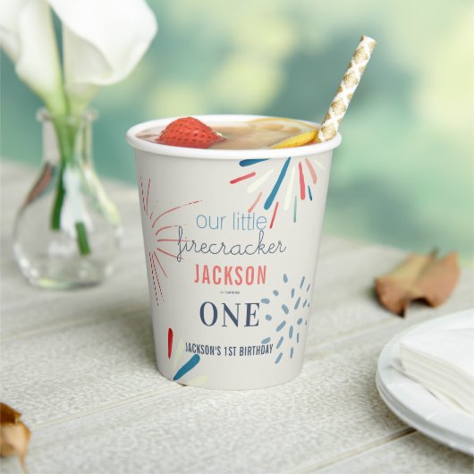 Firecracker op 4 juli Fireworks Birthday Papieren Bekers (Insitu)