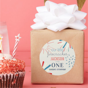 Firecracker op 4 juli Fireworks Birthday Ronde Sticker