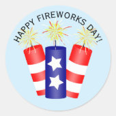 Firecrackers 4 juli ronde sticker (Voorkant)