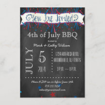 Firecrackers & Stars 4 juillet Invitation
