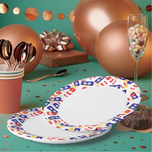 Firecrackers voor de vierde juli papieren bordje (Multi)
