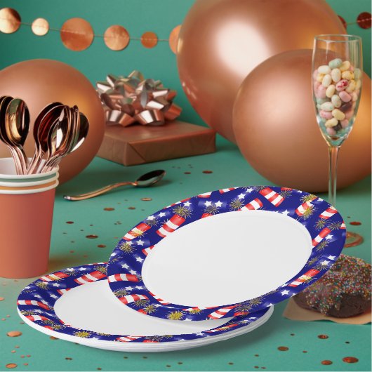 Firecrackers voor de vierde juli papieren bordje (Multi)