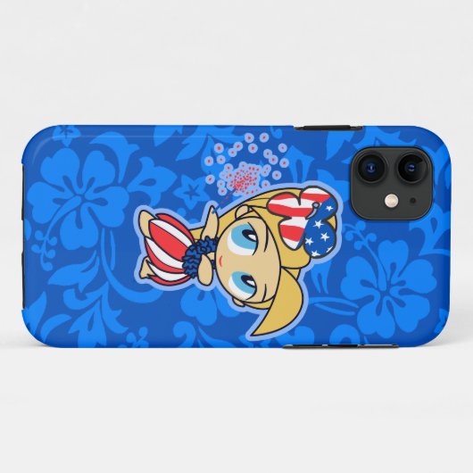 Firecraker Hula Girl Patriotic iPhone 5 Coque (Dos (Horizontal))