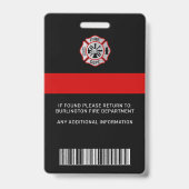 Firefigher Custom Logo Photo Professional-kaart Badge (Back)