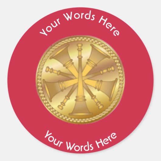 Firefighter 5 Bugle Chiefs Gold Medallion Ronde Sticker (Voorkant)