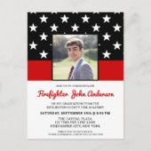 Firefighter Afstuderen Aangepaste foto Thin Red Li Uitnodiging Briefkaart (Voorkant)