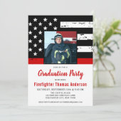 Firefighter Afstuderen Thin Red Line Foto Kaart (Staand voorkant)