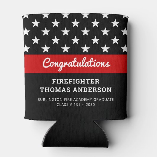 Firefighter Afstuderen Thin Red Line Party Blikjeskoeler (Achterkant)