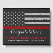 Firefighter Afstuderen Thin Red Line Party Gastenboek (Voorkant)