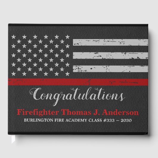 Firefighter Afstuderen Thin Red Line Party Gastenboek (Voorkant)