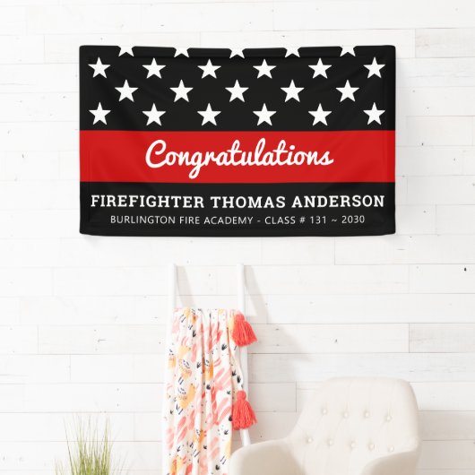 Firefighter Afstuderen Thin Red Line Party Spandoek (Insitu)