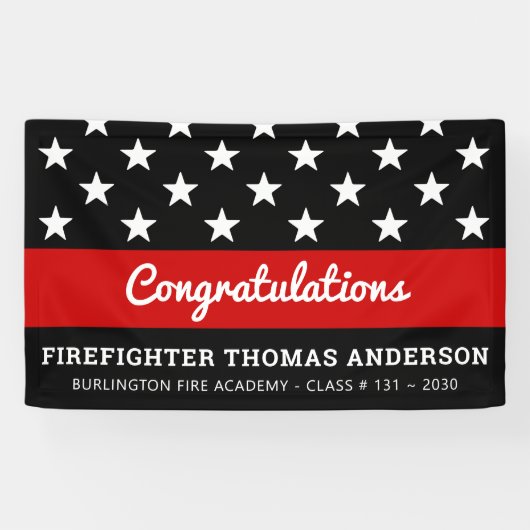 Firefighter Afstuderen Thin Red Line Party Spandoek (Horizontaal)