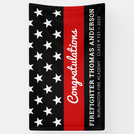 Firefighter Afstuderen Thin Red Line Party Spandoek (Verticaal)