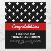 Firefighter Afstuderen Thin Red Line Party Wijn Etiket (Enkel label)