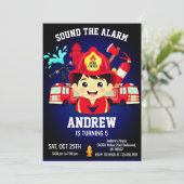 Firefighter Birthday Invitation with Photo (Debout devant)