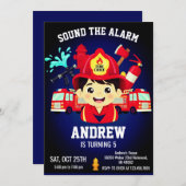 Firefighter Birthday Invitation with Photo (Devant / Derrière)