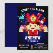 Firefighter Birthday Invitation with Photo Kaart (Voorkant / Achterkant)