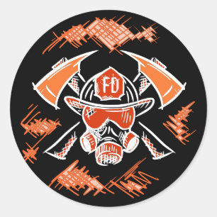 Firefighter. Brandweer. Cool tekenen. Ronde Sticker