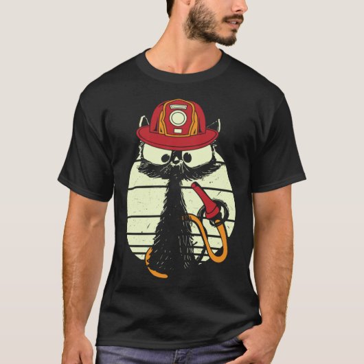 Firefighter Cat In Firefighter Uniform Firefighter T-shirt (Voorkant)