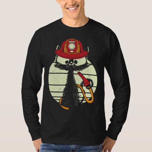 Firefighter Cat In Firefighter Uniform Firefighter T-shirt (Voorkant)