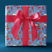 Firefighter Christmas With Santa and Dalmatian Cadeaupapier