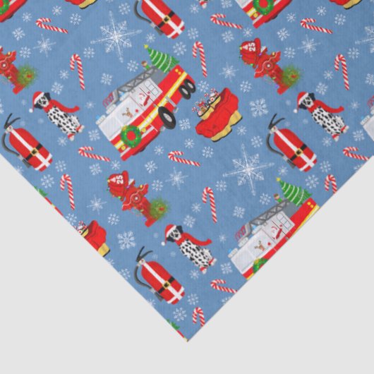 Firefighter Christmas With Santa and Dalmatian Tissuepapier (Detail)