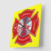 Firefighter Clock Vierkante Klok (Hoek)