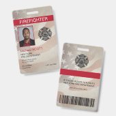 Firefighter Custom Employee Photo Barcode ID Badge (Front & Back)
