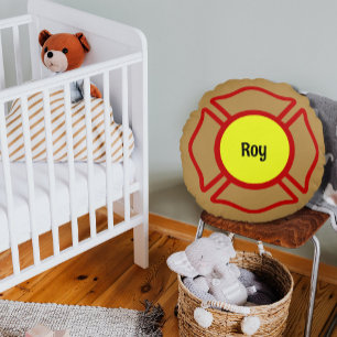Firefighter Custom Name Rond Kussen