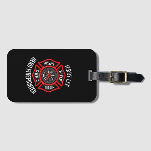 Firefighter Custom Text Name Persoonlijk Bagagelabel (Voorkant (horizontaal))