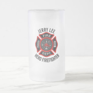 Firefighter Custom Text Name Persoonlijk Matglas Bierpul