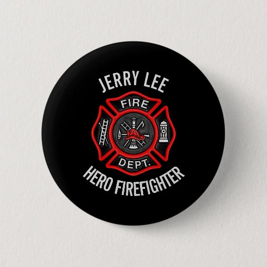 Firefighter Custom Text Name Persoonlijk Ronde Button 5,7 Cm (Voorkant)
