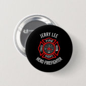 Firefighter Custom Text Name Persoonlijk Ronde Button 5,7 Cm (Voorkant /achterkant)