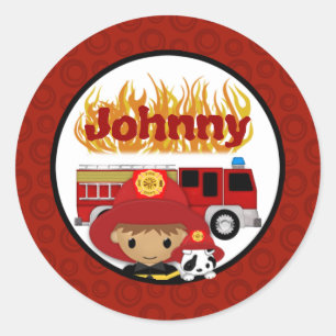 FIREFIGHTER dalmatian fire truck BRAND name #2 02A Ronde Sticker