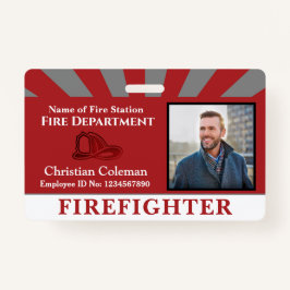 Firefighter Employee ID Card Photo Logo Custom Badge