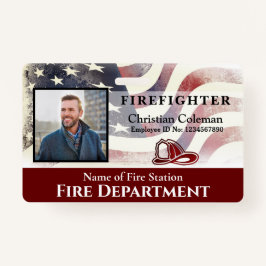 Firefighter Employer Photo Name ID Card Aangepast Badge