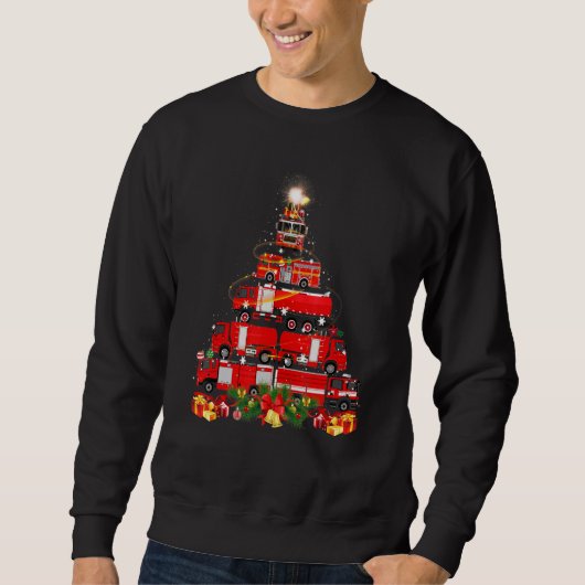 Firefighter Fire Truck Christmas Tree Xmas Trui (Voorkant)