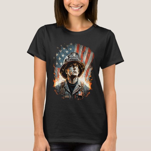 Firefighter Fourth Of July Fireman Flag Grunt Patr T-shirt (Voorkant)