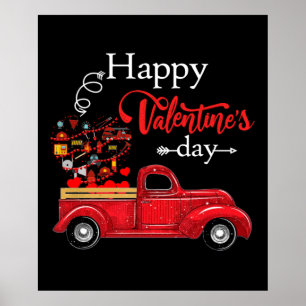 Firefighter Gift Fijne Valentijnsdag brandweerma Poster